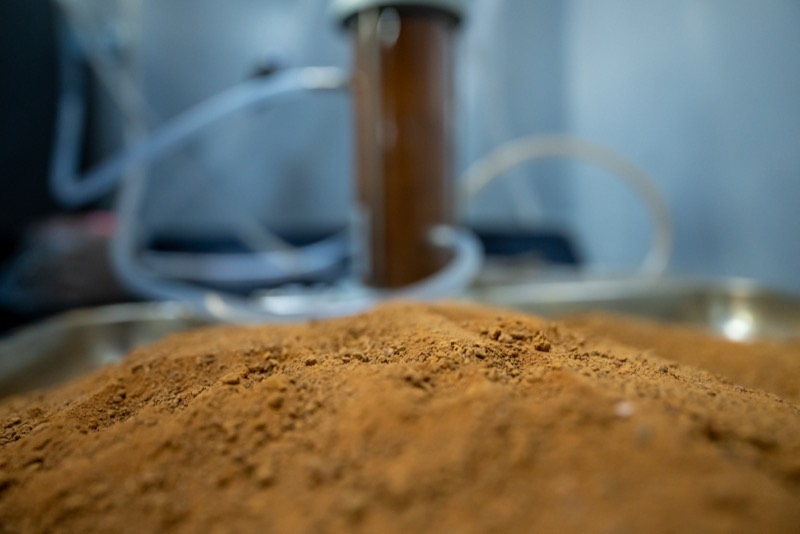 Close view of a prepared soil sample