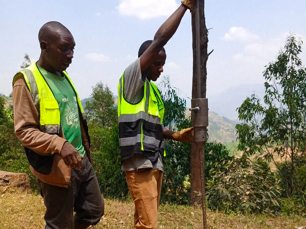 Dynamic Cone Penetrometer (DCP) testing in progress