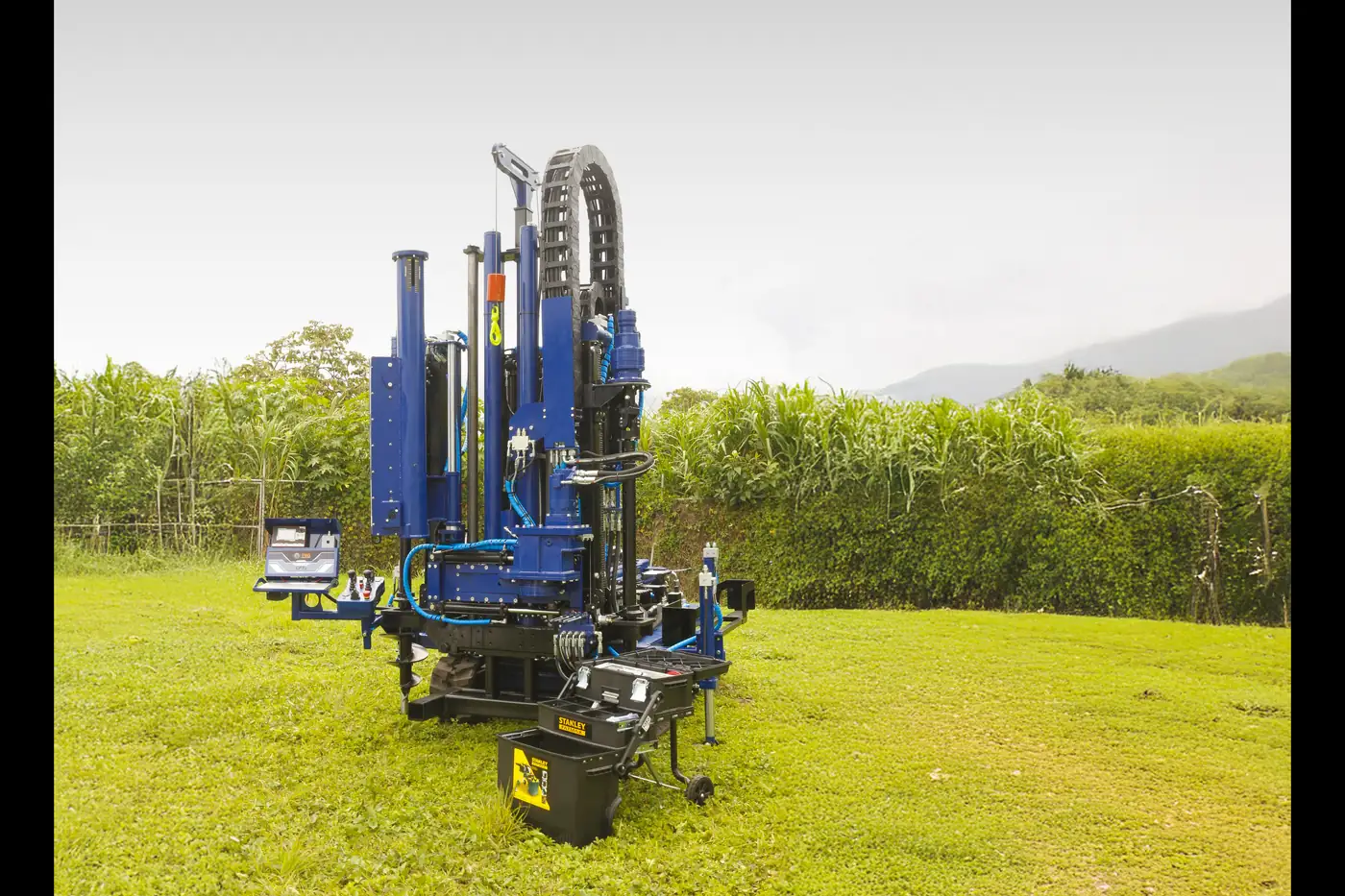 LUMEN drilling rig set up for a road-corridor geotechnical investigation
